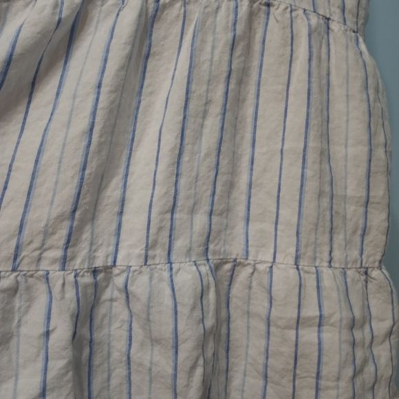 J.Jill Linen Maxi Dress Tiered Steipe White/Blue Size Medium Petite - Picture 5 of 11